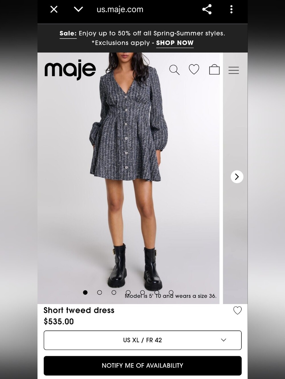 Maje Short Tweed Skirt Dress in Black and White